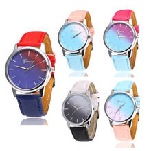 Новые креативные элегантные часы для женщин, особый дизайн радуги, женские часы с кожаным ремешком, аналоговые кварцевые наручные часы из сплава, relogio cur P3 2024 - купить недорого