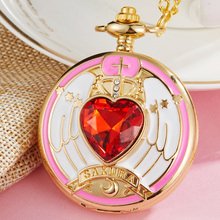 CARDCAPTOR SAKURA Pocket Watch Women Cute Pink Sakura Magic Array Dial Girl Ladies Watch Clock Pendent Necklace Chain Best Gift 2024 - buy cheap