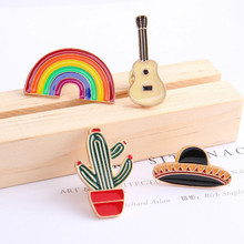 Joyería de moda coreana para mujer, broche de Cactus de arco iris, guitarra, OVNI, decoración de corbata, elegante, geométrico, 2018 2024 - compra barato