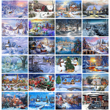 5d completo diy pintura de diamante mosaico artesanal cenário de inverno ponto cruz bordado de diamante decoração de natal paisagem 2024 - compre barato