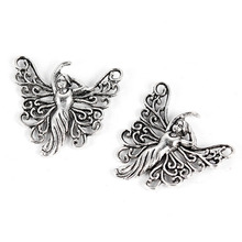 Tibetan Silver Butterfly Fairy Alloy Charms Pendants For DIY Fashion Jewelry Making Necklace Bracelets Accessories 25x25mm 2024 - buy cheap