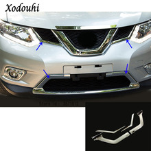 Для Nissan X-Trail XTrail T32/Rogue 2014 2016 автомобильный чехол ABS хромированный гоночный ободок Отделка Передняя решетка номерного знака Рамка 2024 - купить недорого