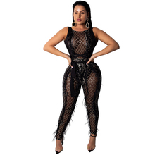 Das mulheres novas lantejoulas jumpsuit boate sexy perspectiva sem encosto macacão moda macacão 2024 - compre barato