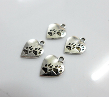 200P Fashion Jewelry Vintage Paw Print Heart Pendant Accessories 17*15mm Charm Pendant Necklace Bracelets Jewelry Accessories 2024 - buy cheap