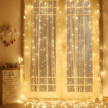 Cortinas com luzes de led para decoração, guirlanda de luz de fadas 110v 220v para áreas externas, feriado, festa de casamento, jardim, ano novo 2024 - compre barato