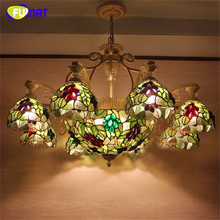 FUMAT Stained Glass Pendant Lights Art Stained Glass Lampshade Lightings Dining Room Living Room LED Glass Grapes Pendant Lamp 2024 - buy cheap