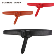 SORBUS DUSK Top Quality Genuine Leather Thin Dress Belt without Buckle Waist Strap Women Casual Knot Belts Dress Accessories 2024 - buy cheap