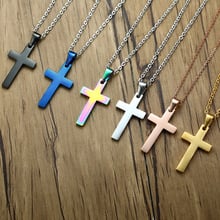 JHSL Classic Men Cross Pendants Necklaces Black Blue Silver Rose Gold Color Stainless Steel Chain Fashion Jewelry 2024 - buy cheap