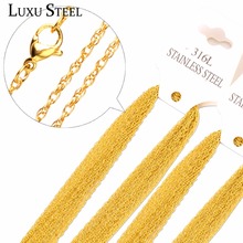 Luxusteel colares com 10 tamanhos de 18 a 14 polegadas, colares em aço inoxidável dourado/aço, corrente de rolo com pingentes 2024 - compre barato