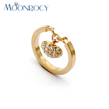 MOONROCY, envío directo, joyería de moda, venta al por mayor, corazón rosa dorado, anillos de cristal austriaco, moda para regalo de mujer 2024 - compra barato