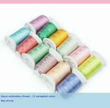 Simthread-Hilo de bordar de rayón viscosa, 100%, 12 colores variados populares, novedad 2024 - compra barato