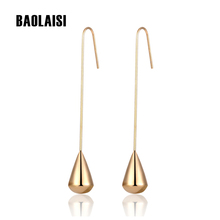 BAOLAISI  Rose Gold-Color Stainless Steel Long Earings 2018 New Long Water Drop Dangle Earrings For WomenWedding Fashion Jewelry 2024 - buy cheap