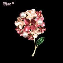 RHao Romantic Enamel Red Green Brooches pins for women men wedding jewelry accessories flower brooch corsage hijab pins buckles 2024 - buy cheap