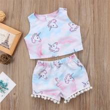 2PCS Toddler Baby Girls Kids Summer Tops Short Pants Outfits Set Clothes Children Sleeveless Top Shorts Clothes 2024 - buy cheap