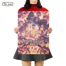 TIE LER плакат из японского аниме «атака на Титанов», классический мультяшный настенный стикер из крафт-бумаги, декоративные картины для бара, кафе, 50,5*35 см 2024 - купить недорого
