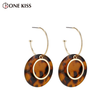Vintage Geometric Circle Dangle Earring For Women Tortoiseshell Acrylic Resin Round Statement Drop Earring Party Jewelry 2019 2024 - buy cheap
