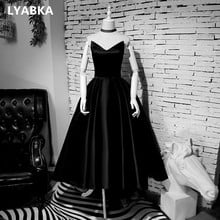 Satin Asymmetrical Evening Dress Gown Elegant Robe De Soiree V-neck Black Evening Dresses Long Dress 2019 Vestido De Festa 2024 - buy cheap