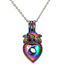 C879 COLORS Heart Flower Leaf Cage Necklace Pendant Aroma Essential Oil Diffuser Locket Necklace 2024 - buy cheap