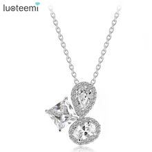 LUOTEEMI Luxury CZ AAA Cubic Zirconia Necklace & Pendants Jewelry High quality White Gold-Color Women Gift Factory Wholesale 2024 - buy cheap