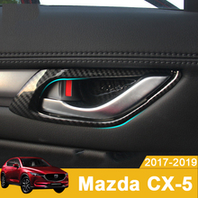 Manija de puerta interior de fibra de carbono para coche, cubierta embellecedora protectora, pegatina para Mazda CX-5, CX5, CX 5, 2017, 2018, 2019, accesorios 2024 - compra barato