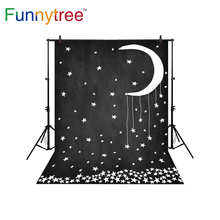 Funnytree background for photo studio black moon stars cartoon abstract kids photography backdrop photocall photobooth prop 2024 - buy cheap