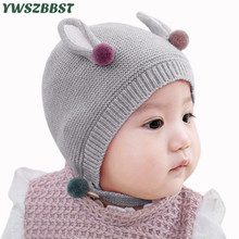 Gorro de crochê para crianças, chapéu para meninas e meninos quente com orelha de coelho 2024 - compre barato