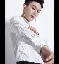 M-2xl Original Design Korean Style Shirt Men's Tide Long-sleeved Shirt Embroidery Hair Stylist Shirts Nightclub Singer Costumes 2024 - buy cheap