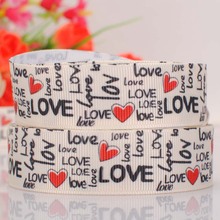 5yards 7/8 " 22 mm love pattern print Valentine day grosgrain ribbon tape DIY handmade hairbow ribbon free shipping 2024 - buy cheap