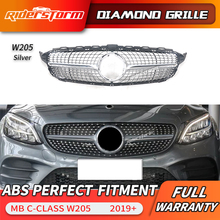 For 2019 C class W205 Diamond Front Mesh Grille Auto Part For mercedez benz C180 C200 C250  grille front bumper grille 2024 - buy cheap