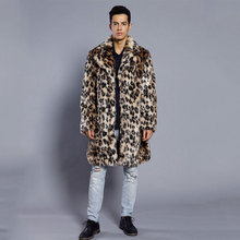 2018 Autumn and Winter new Leopard color Imitation Fur coat Men's Suit collar jacket Men's Fashion Warm coat Size S-XXL XXXL 2024 - buy cheap