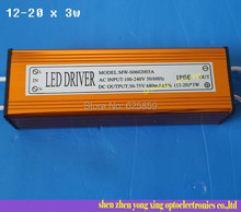 Fonte de alimentação com driver de led à prova d'água de 60w, para led de 12-20x3w, 100-240v, frete grátis