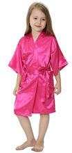 Kids Solid Satin Rayon Kimono Robe Bridesmaid Solid Bathrobe Children Nightgown Sleepwear Dressing Gown 2024 - buy cheap
