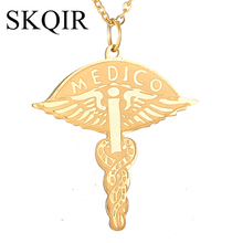 Collares con forma de serpiente para mujer, joyería con letras de médico en ángulo dorado, cadena dorada de acero inoxidable, regalos para enfermera 2024 - compra barato