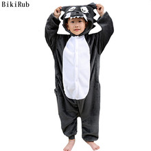 BIKIRUB Children Pajama Winter Hooded Sleepwear Boys Girl Pajama Set  Cute Timber Wolf Animal Kids Pyjama Flannel Pijama 2024 - buy cheap