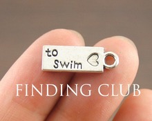 30pcs  Silver Color Love to Swim Charms Initial Charm for necklace DIY Necklace / Bracelet charm 19x6mm A1091 2024 - buy cheap