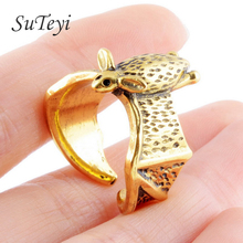 SUTEYI кольцо "летучая мышь" для влюбленных, старинное Золотое посеребренное регулируемое Открытое кольцо, оптом 2024 - купить недорого