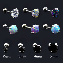 1 Piece Stainless Steel Prong Opal Zircon Ear Tragus Cartilage Earring Ear Stud Ring Body Piercing Jewelry 16G 2mm&3mm&4mm&5mm 2024 - buy cheap