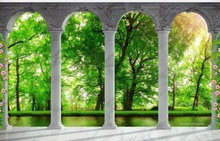 Papel de pared mural Papel tapiz bosque verde 3d pared murales Papel tapiz 3d Papel tapiz para habitación paisaje 2024 - compra barato