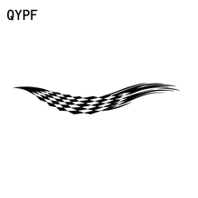 Qypf 25 cm * 4.8 cm moda carro voando quadriculado bandeira adesivo decalque do vinil preto/prata C15-0479 2024 - compre barato