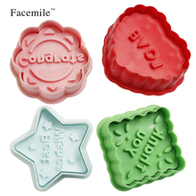 4pcs/set Cookie Plunger Cutter Fondant Cake Molds Diy Plastic Pastry Stamp Stencil for Valentine's Day 03070 Gift 2024 - buy cheap