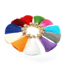 10Pcs/lot 70mm Mix Color Silk Satin Tassel Charm Necklace Earring Findings Tassels For Jewelry Making Gold Caps Mob Straps 2024 - buy cheap