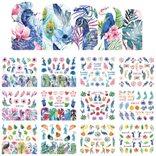 Pegatinas de 12 diseños para uñas, plantillas de plumas y flores de pavo real, envolturas de bricolaje, decoración artística de uñas de colores, BN1201-1212 de belleza 2024 - compra barato