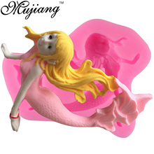 Mujiang Charming Mermaid Soap Mold 3D Food Grade Silicone Fondant Cake Decorating Tools Lace Chocolate Molds Kitchen Baking Tool 2024 - buy cheap