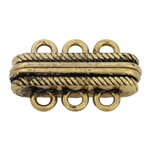 DoreenBeads Magnetic Clasps Findings For Jewelry Necklace Bracelet golden tone Stripe Carved 27mm(1 1/8") x 17mm( 5/8"), 2 PCs 2024 - buy cheap