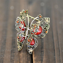 Beautiful Girl Big Butterfly Hair Claws Crystal Hair Ornaments Accessories Vintage Enamel Metal Crab Clip For Women Hair Jewelry 2024 - buy cheap