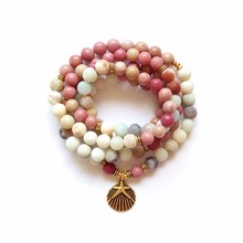 Rhodonite Bracelet New Design Women`s Yoga Bracelet 108 Mala Rhodonite Balances Healing Spiritual Gift Amazonite Bracelets 2024 - buy cheap