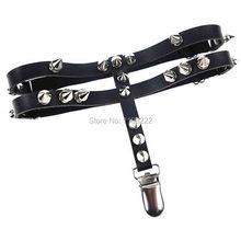 Sexy Punk Rock Gothic Harajuku Handmade Multi Spikes Spiked Double Straps Leather Leg Garter Belt Suspender Loop 2024 - buy cheap