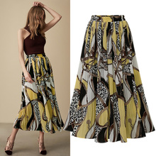 Skirts Womens High Street Fashion Leopard Chain Print Chiffon Pleated Skirt Elastic High Waist A Line Midi Skirt Women 2020 2024 - buy cheap