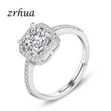 ZRHUA Top Quality 925 Silver Color Women Rings Prong Setting AAA Cubic Zircon Wedding Engagement Anillos Fine Jewelry 2024 - buy cheap
