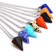2016 New Trendy Colorful Natural Stone Pendant Necklace Silver color Women Necklace Girls Lady Necklace Valentine's day Gift 2024 - buy cheap